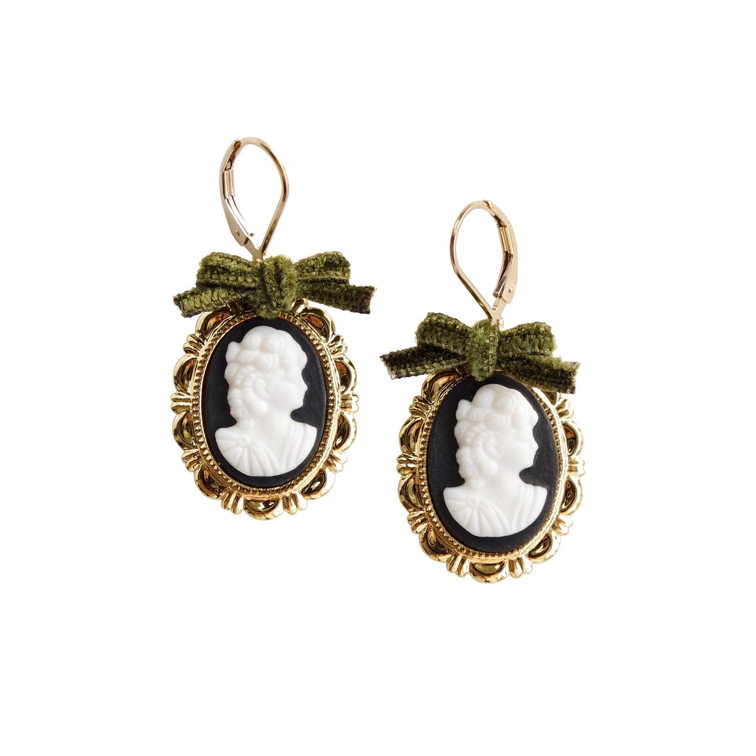 Black Mini Cameo Hoop Earrings | Vintouch Jewels